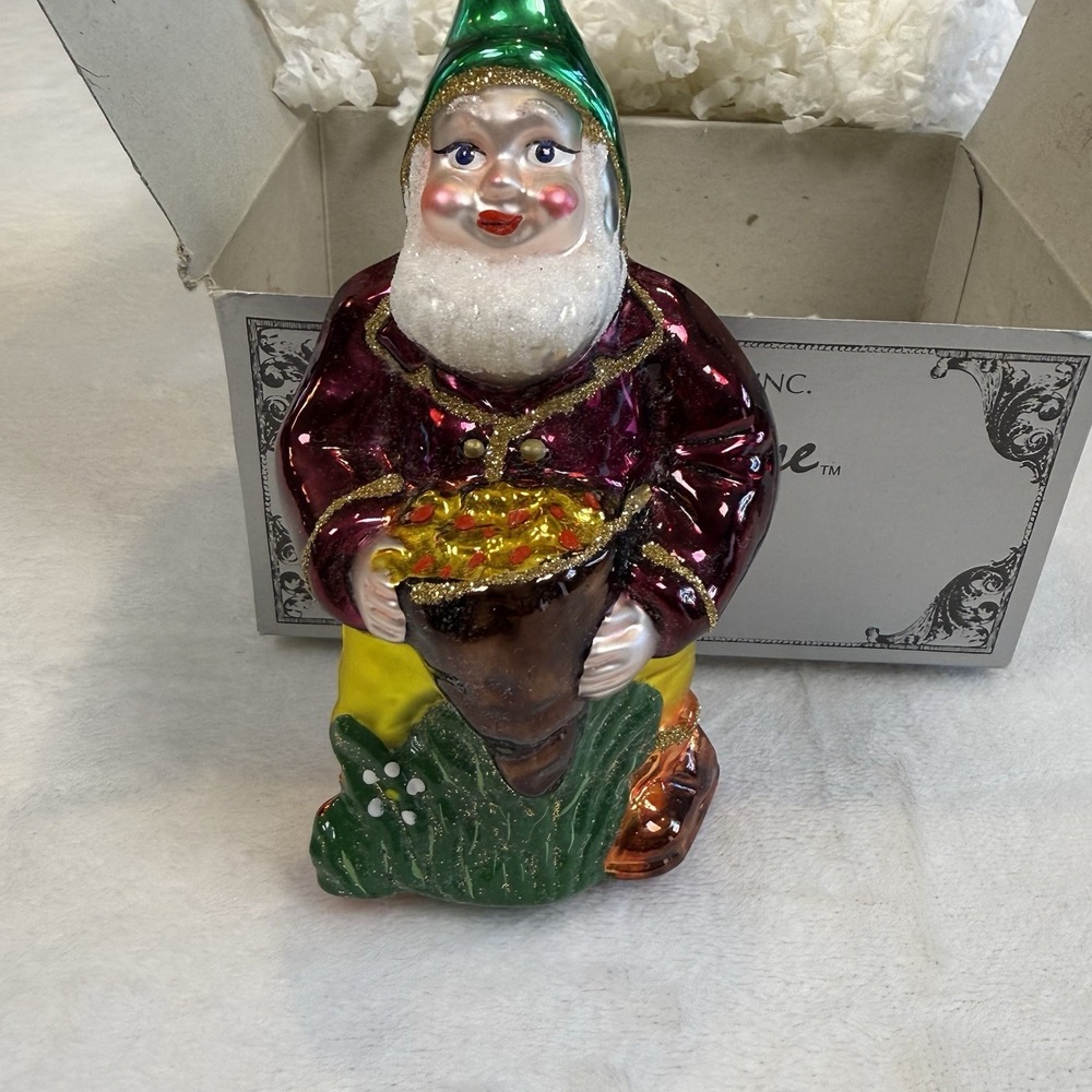 Kurt S Adler Polonaise Elf Cornucopia Glass Christmas Ornament Poland w/ Box